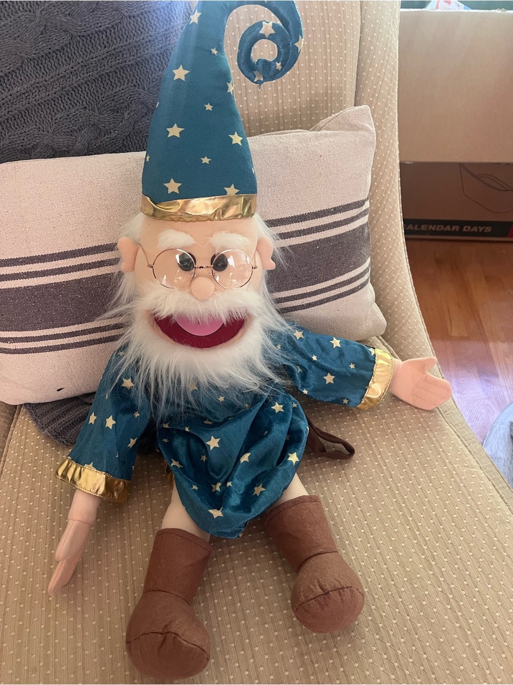 Blue Star Wizard Plush Puppet Doll, ventriloquist